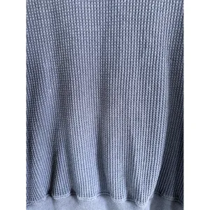 Aerie Blue Waffle Knit Crewneck Thermal Oversized Sweatshirt Medium thumbnail 5