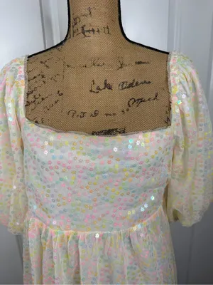 Altar’d State Pastel Floral Sequin Mesh Mini Dress Size M NWOT thumbnail 3
