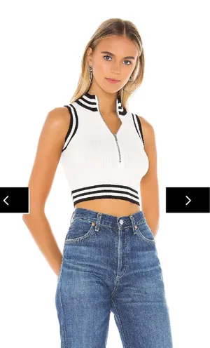 Super down Kelsie ribbed crop top with zipper thumbnail 1