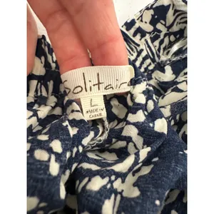 Solitaire Womens L‎ Blue Ikat Diamond Wide Leg Palazzo Pants Boho Hippie Indie thumbnail 6