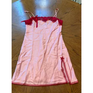 Victoria's Secret Slip Dress Womens S Pink Red Lace Satin Y2K Coquette Mini thumbnail 2