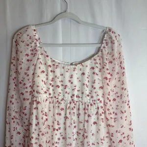 FRANCESCA'S MI AMI WHITE RED FLORAL LONG SLEEVE BABYDOLL DRESS Size XS Preowned thumbnail 6