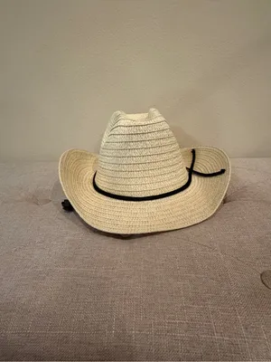 Women's Straw Cowboy Hat - Cream with Black Band thumbnail 7