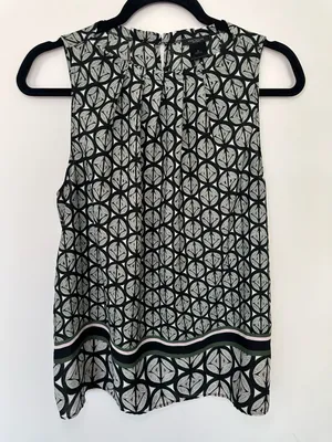 Ann Taylor Factory Green and Black Geometric Pattern Halter Tank Top Size M thumbnail 6