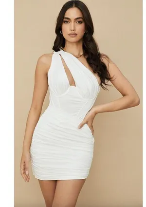 HOUSE OF CB Clementine Cut Out Mini Dress in White Size Small thumbnail 15