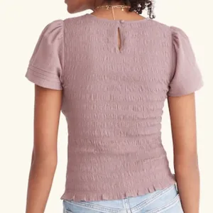 Madewell Lucie Flutter-Sleeve Smocked Bodice Top - Fig Size M thumbnail 5