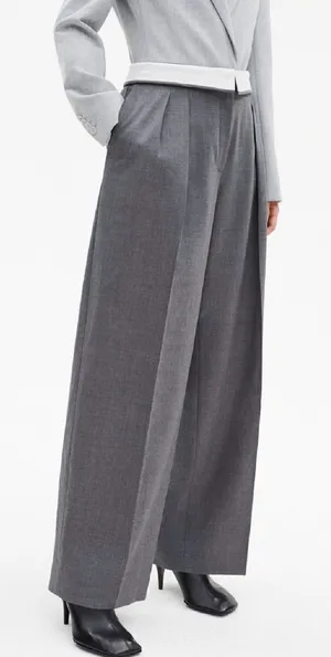 Aritzia Babaton Wool twill mid-rise pleated trousers with foldover waistband 6 thumbnail 1