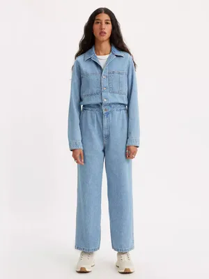 NWOT Levi's Iconic Jumpsuit Light Wash Blue XS Pockets thumbnail 6