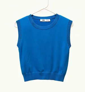 ZARA blue tank top sweater top thumbnail 1