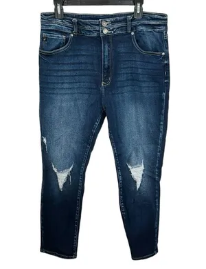 KanCan for Maurices high rise double exposed button distressed crop jeans sz 32 thumbnail 2