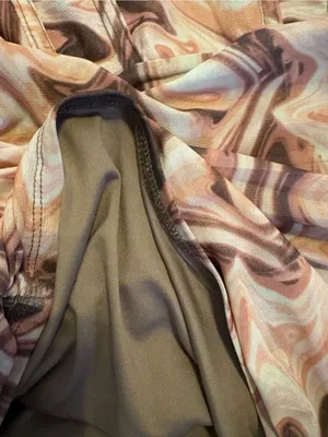 One-Shoulder Ruched Dress in Brown Marble Print thumbnail 3