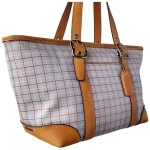 Coach - Plaid Tote Bag with Tan Accents & Hangtag thumbnail 10