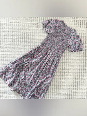 J. Crew Lavender Floral Puff-Sleeve Midi Dress thumbnail 3