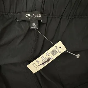 Madewell Pull-On Barrel-Leg Utility Pants in Poplin Cotton Black Wide Leg XL NWT thumbnail 11