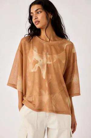 Fabletics Abstract Sheer Mesh Oversized Workout Top 3X thumbnail 1