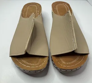 Unbranded Taupe Vegan Leather Slide Sandals Women's Size EU41 thumbnail 1