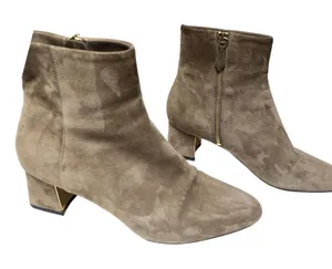 Minimalist Suede Ankle Booties Taupe Gold‎ Heel Marion Parke 39 thumbnail 1