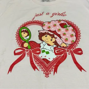Strawberry Shortcake Pink Graphic T-Shirt with Heart Design size L thumbnail 5