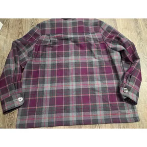 Pendleton 49er Jacket Plaid Vintage 1950s Merino Wool Button Purple Wine Red XL thumbnail 8