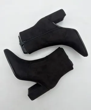 Mango Minimalist Black Vegan Suede Classic Elegance Ankle Block Heel Boots 7.5 thumbnail 1