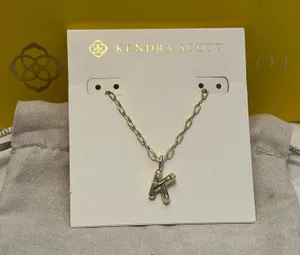 Kendra Scott Gold Letter K Necklace Crystal thumbnail 1