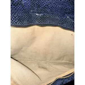 Tory Burch Reva Clutch Blue Leather‎ Snakeskin Print Chain Handbag Bag L thumbnail 13