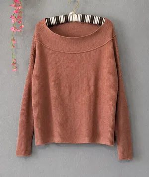 Free People Dusty Rose Wide-Neck Knit Sweater • Size Small thumbnail 1