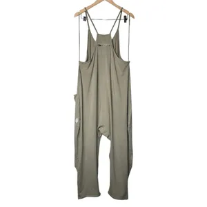 Free People Movement Hot Shot Jumpsuit Romper Sage Stone Size L Wide Leg Pockets thumbnail 3
