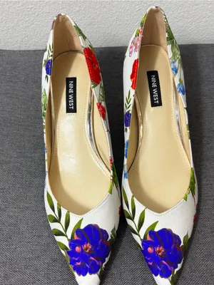 Nine West Ariella2 Floral Pointed Toe Kitten Heel Pumps 7.5 thumbnail 10