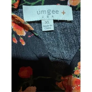 Umgee black‎ red floral tunic bell sleeves cottagecore sz XL thumbnail 3