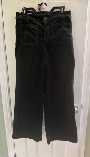 Ann Taylor Loft The Palmer Wide Leg Cordoroy Pants Dark Green Sz 6 Sailor Pocket thumbnail 1