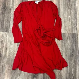 Free People Beach Red Wrap Tie Dress Women’s Large thumbnail 2