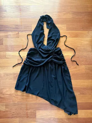 Peppermayo Black Elysia Chiffon Cowl Neck Halter Asymmetrical Hem Dress thumbnail 6