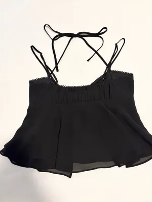 Victoria + Sophia black strappy tie-front tank thumbnail 5