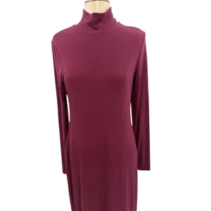 Marine Layer Lexi Mockneck Midi Dress Merlot Ribbed‎ Tencel Soft Stretch Large thumbnail 4
