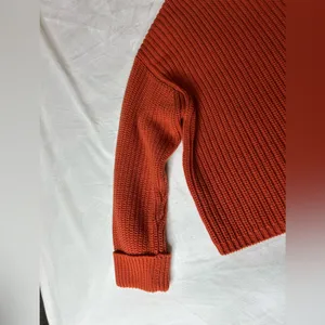 French Connection Womens burn Orange Knit Long Sleeve Sweater Stretch Top Size M thumbnail 4