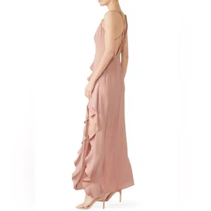 NEW L'atiste By Amy Rose Halter Ruffle Gown Dress Two Slit Side MEDIUM fairy thumbnail 13