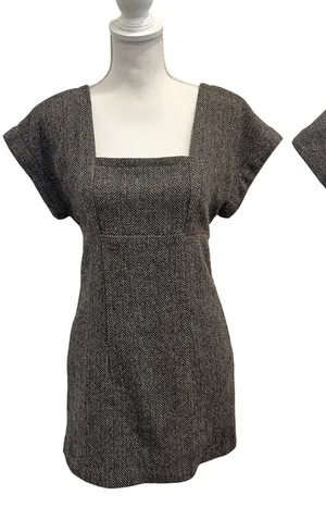 VTG Paul & Joe‎ Brown Tweed Wool Blend Shift Dress Size Small Heritage Preppy thumbnail 1