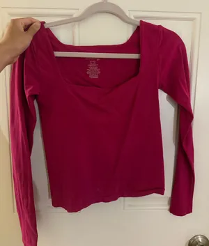Free People Intimately Clean Lines Long Sleeve Hot Pink square neck fitted thumbnail 1