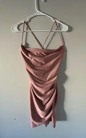 Pink windsor satin cross back dress thumbnail 1
