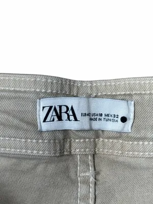 Zara Stone Washed The Marine High Rise Wide Leg Jeans Womans 10 thumbnail 3