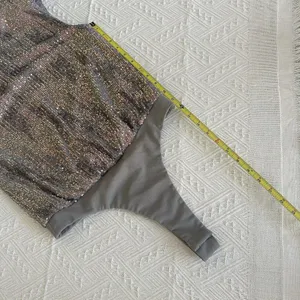 Women’s Astr The Label Hollywood Sequin Bodysuit Sz XS Extra Small Grey/Pink thumbnail 4