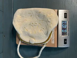 Vintage 1950’s Beaded Ivory Evening Bag with Gold Accents - Made in Japan thumbnail 6