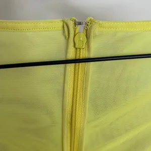 House of CB Valentina Yellow Long Sleeve Ruched Organza Mesh Mini Dress XS thumbnail 5