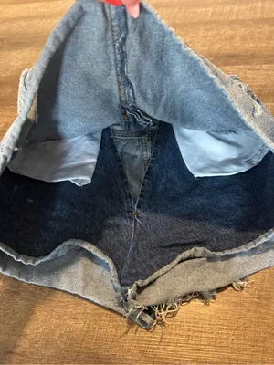 stradivarius Blue Distressed High-Rise Denim Skort thumbnail 2