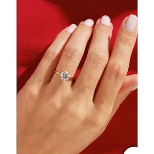 Sparkling 2 Ct Solitaire Ring | 14k Yellow‎ Gold Plated 925 Silver thumbnail 9