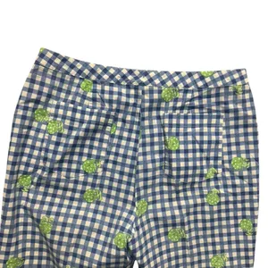 Lilly Pulitzer Blue Cotton Capri Hermit Crab Gingham Check Pants White Lbl 10 thumbnail 12