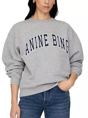 Anine Bing Spencer Sweatshirt Logo in Heather Grey NWT thumbnail 1