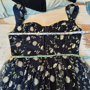 Lulus Gala Invite Navy Blue Embroidered Tulle Bustier Maxi Dress Large thumbnail 5