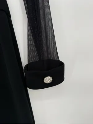 Night Way Collections Black Mesh Sleeve Tiered Bodice Dress thumbnail 4